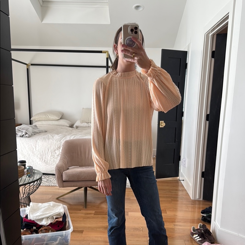 NWT Sezane Peach Long Sleeve Blouse
